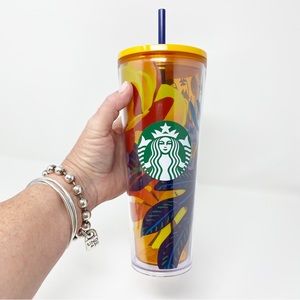 STARBUCKS LIMITED EDITION ORANGE FLORAL 24 OZ TUMBLER‎
